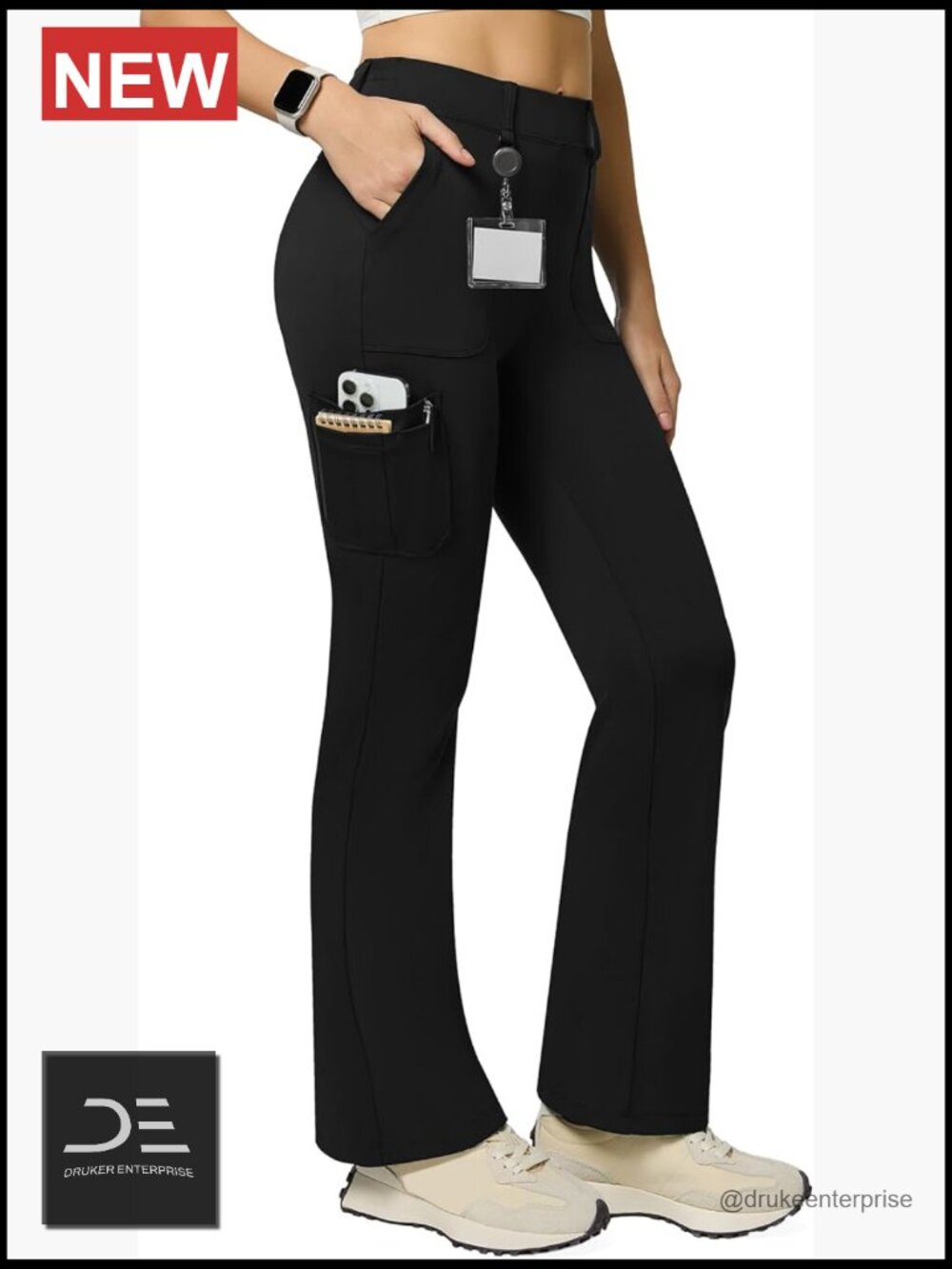 High Waist Bootcut Flare Cargo Leggings with 6 Pockets Stretch Yoga Work Pants